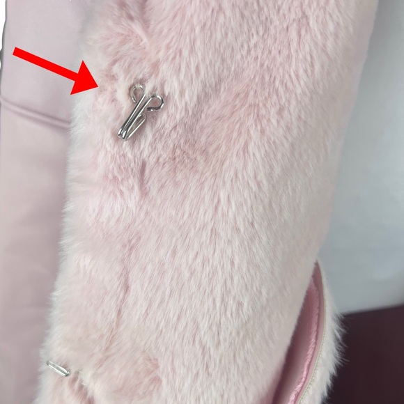 NWT Generation Kiss Nessa Midi Coat Pink Faux Leather Faux Fur Trim Size Medium - Picture 4 of 7